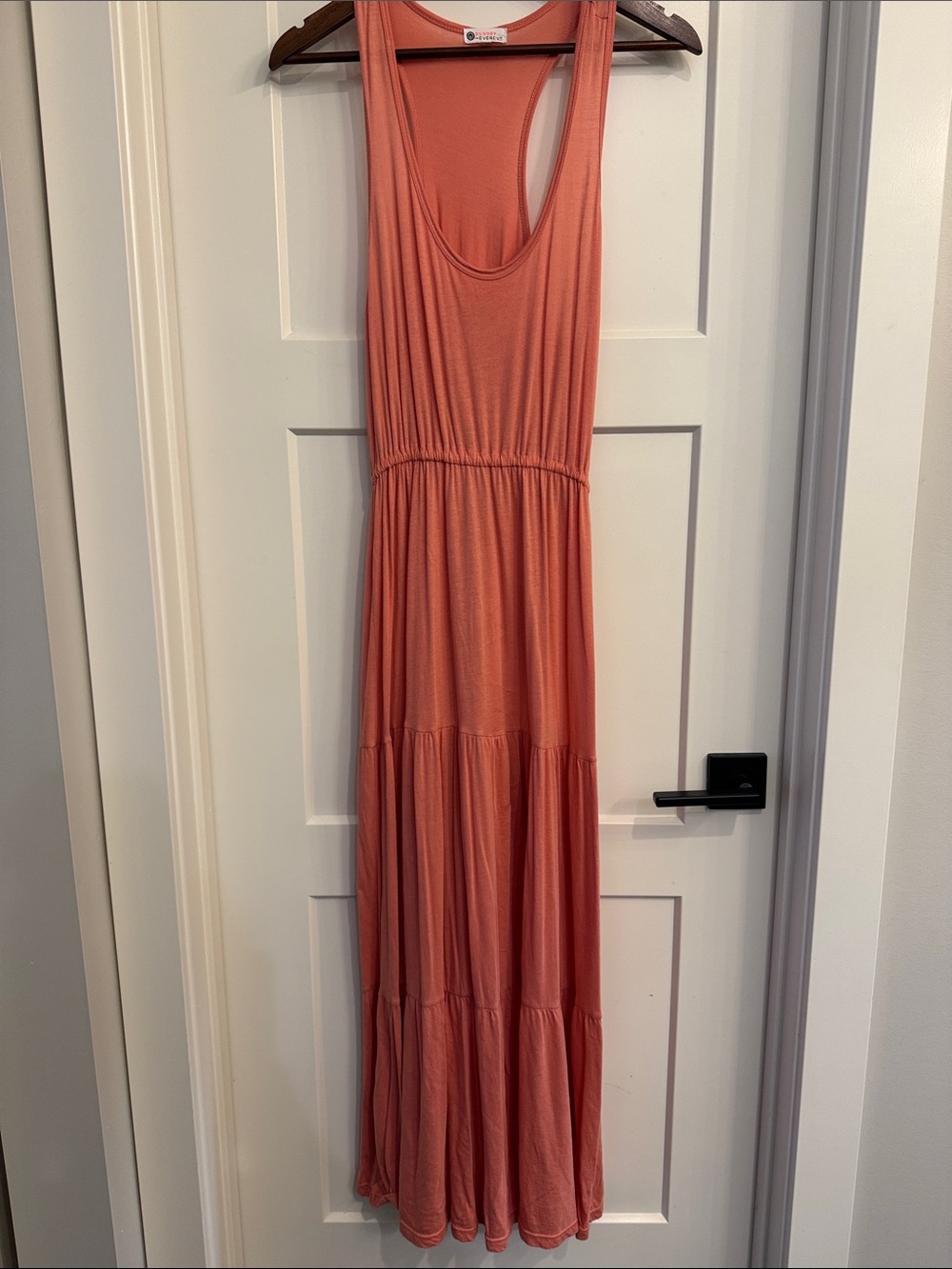 Sundry Coral Racerback Tiered Maxi Dress